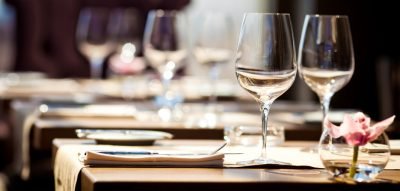 Empty glasses in restaurant